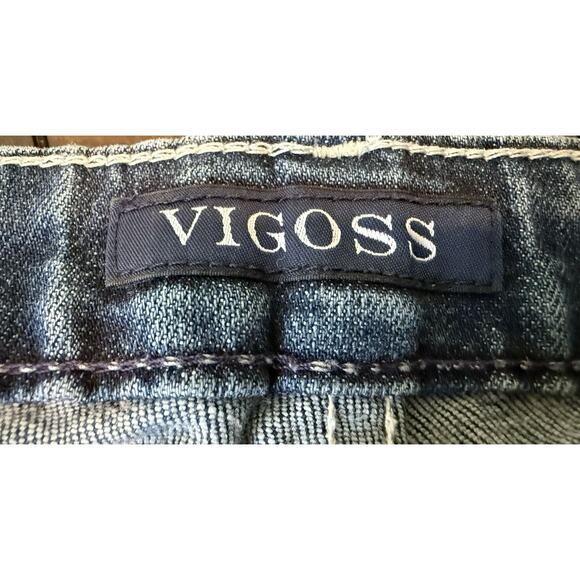 Vigoss Bootcut Jeans Women’s Size 27 27x33 Denim Stretch Distressed Raw Hem - Picture 3 of 16